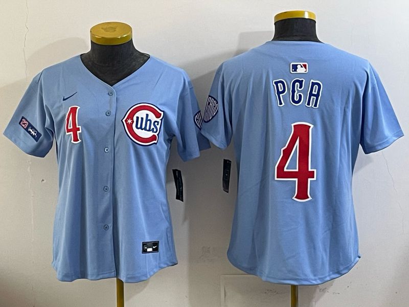 Youth Chicago Cubs 4 Pga Light blue Throwback Nike MLB 2025 jersey 02